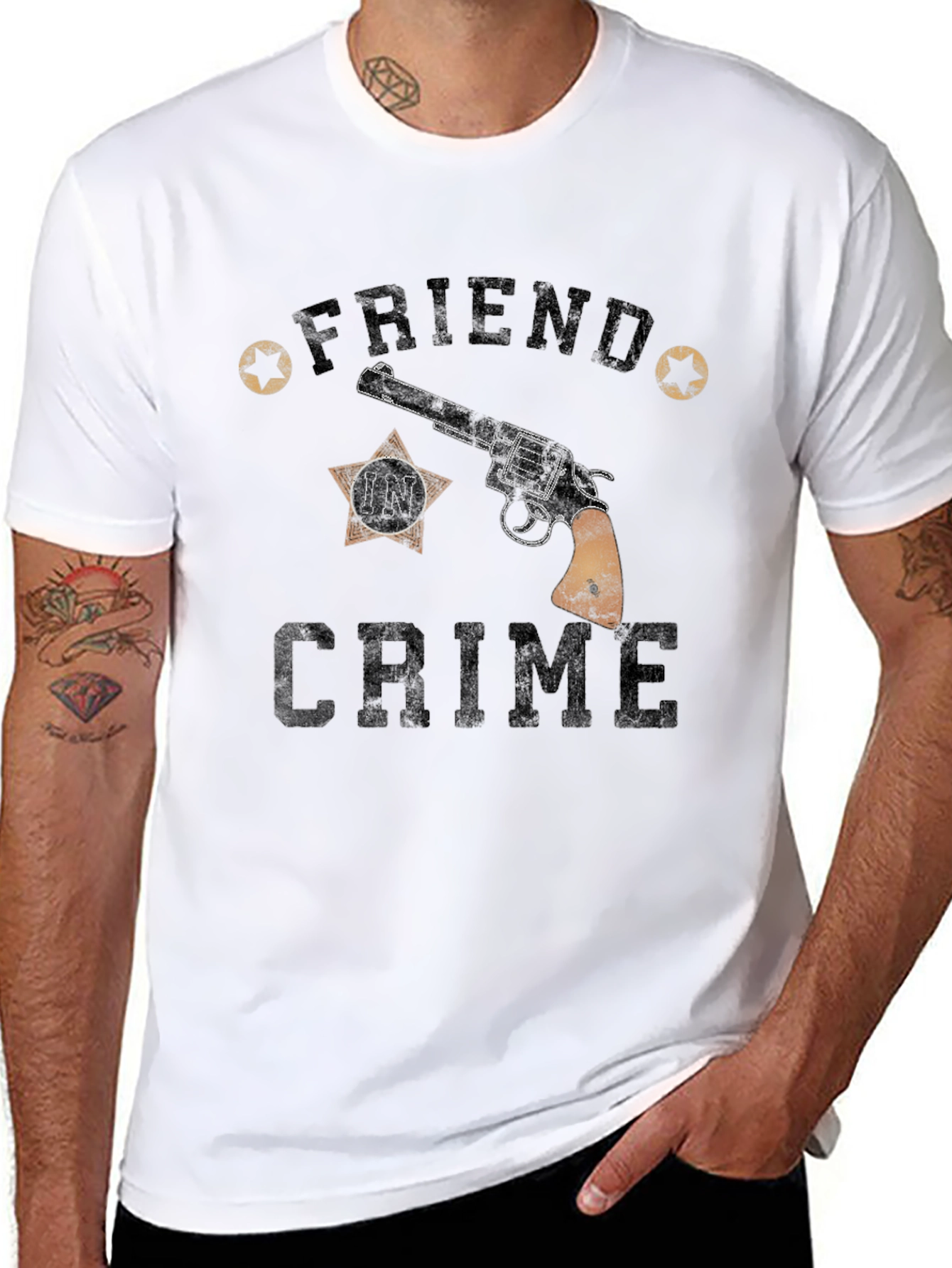 Friend In Crime T-Shirt - Gun Graphic Tee