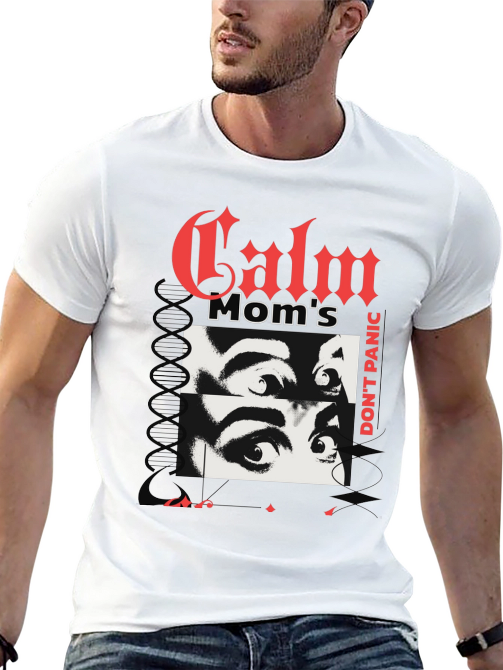 Calm Moms Eyes Graphic Print Black T-Shirt