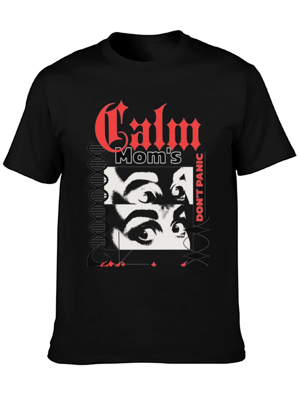 Calm Moms Eyes Graphic Print Black T-Shirt