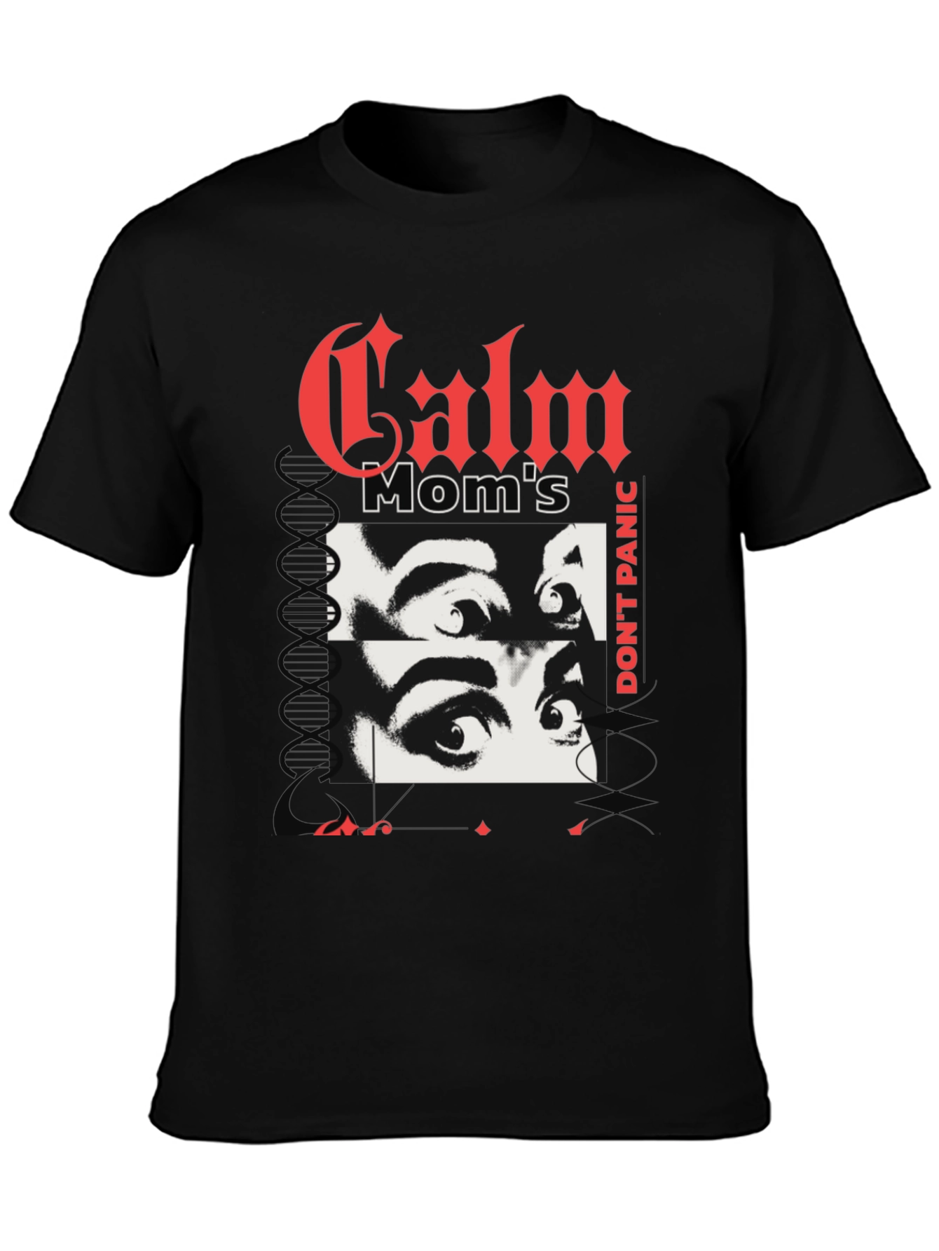 Calm Moms Eyes Graphic Print Black T-Shirt