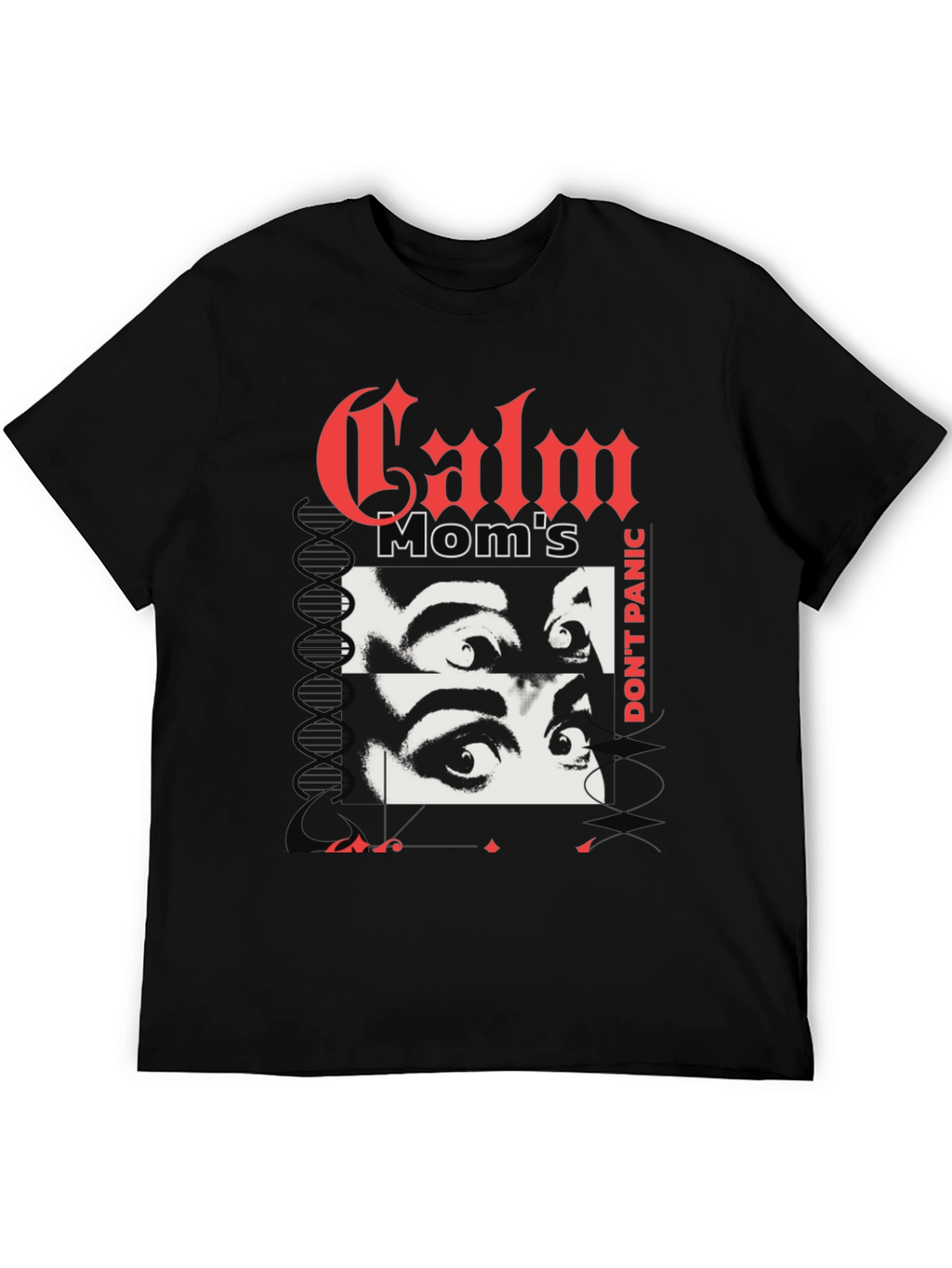 Calm Moms Eyes Graphic Print Black T-Shirt