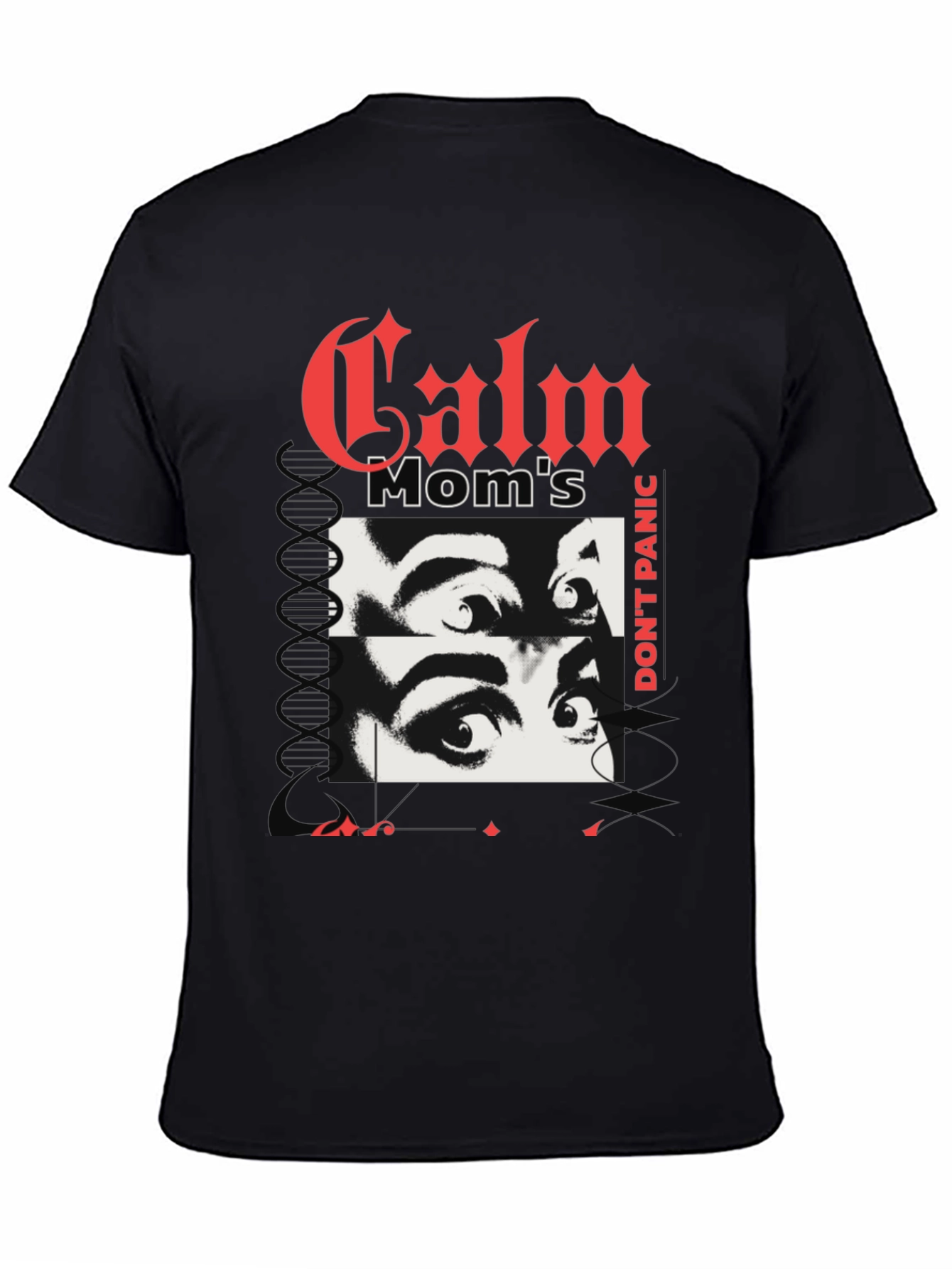 Calm Moms Eyes Graphic Print Black T-Shirt