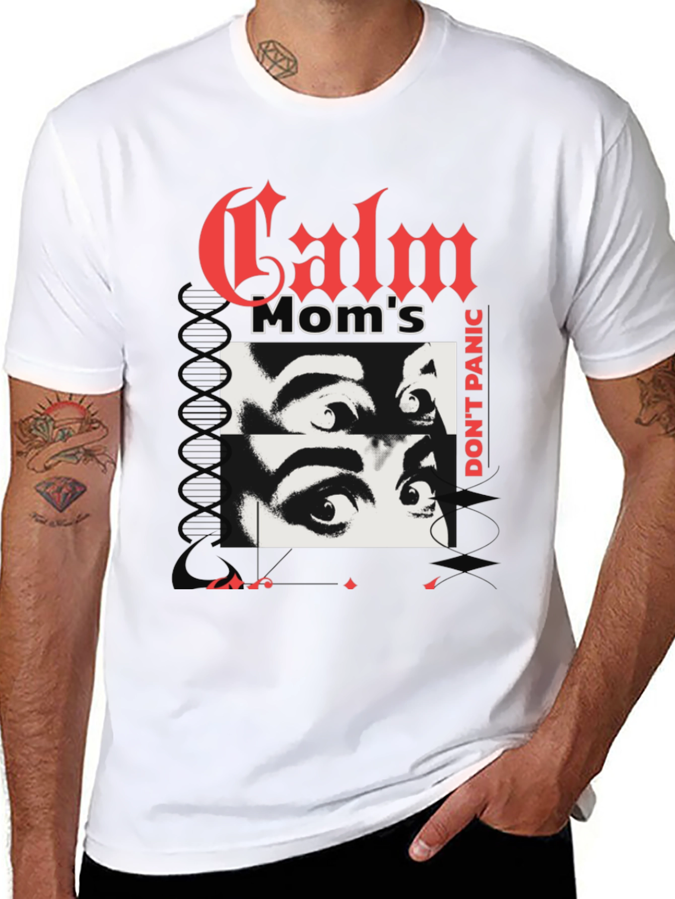 Calm Moms Eyes Graphic Print Black T-Shirt