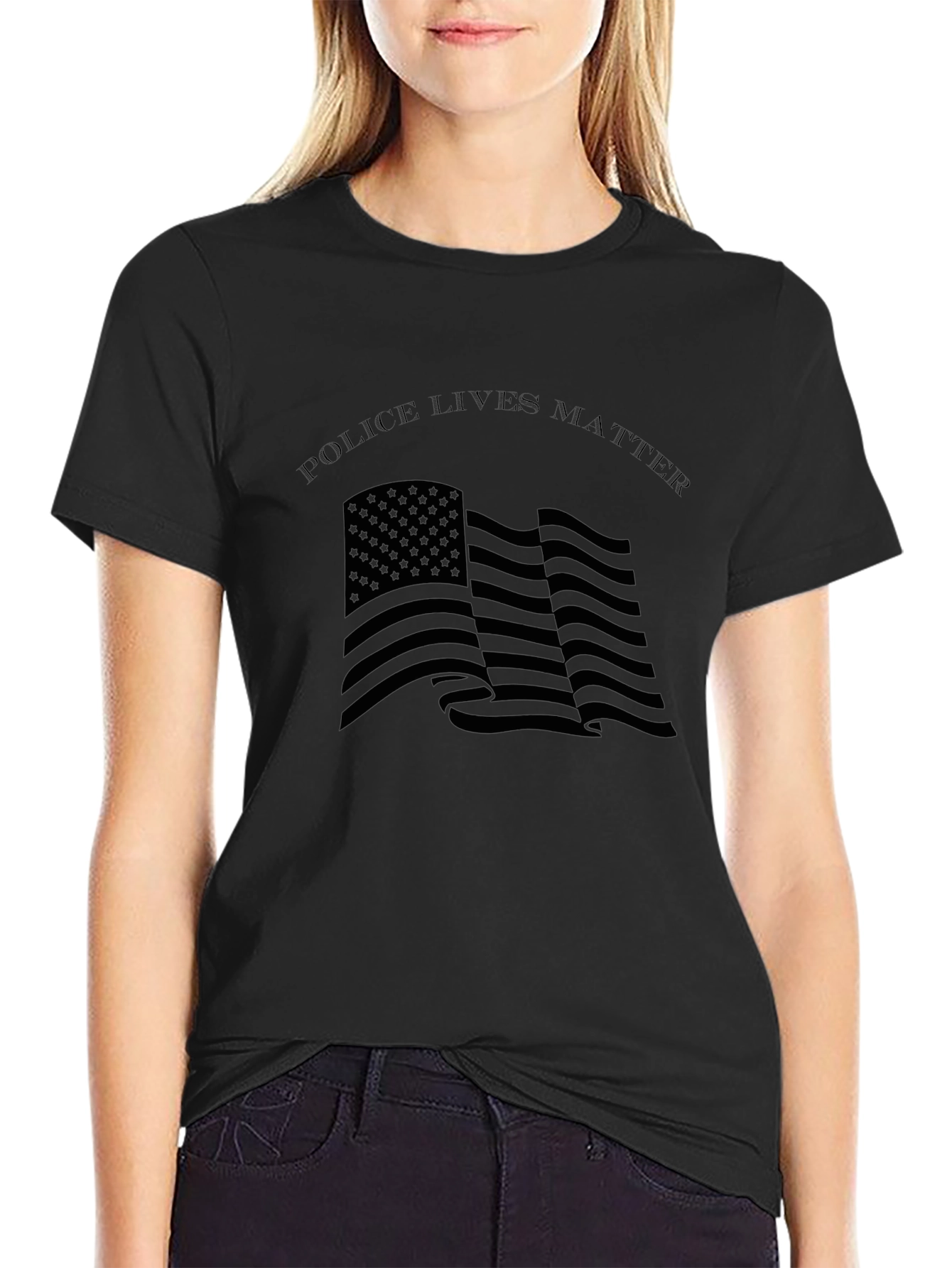 Police Lives Matter T-Shirt USA Flag Support Law Enforcement