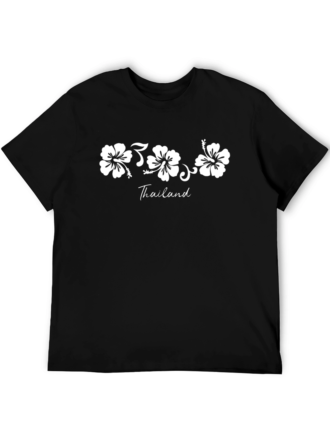 Thailand Floral Graphic Black T-Shirt