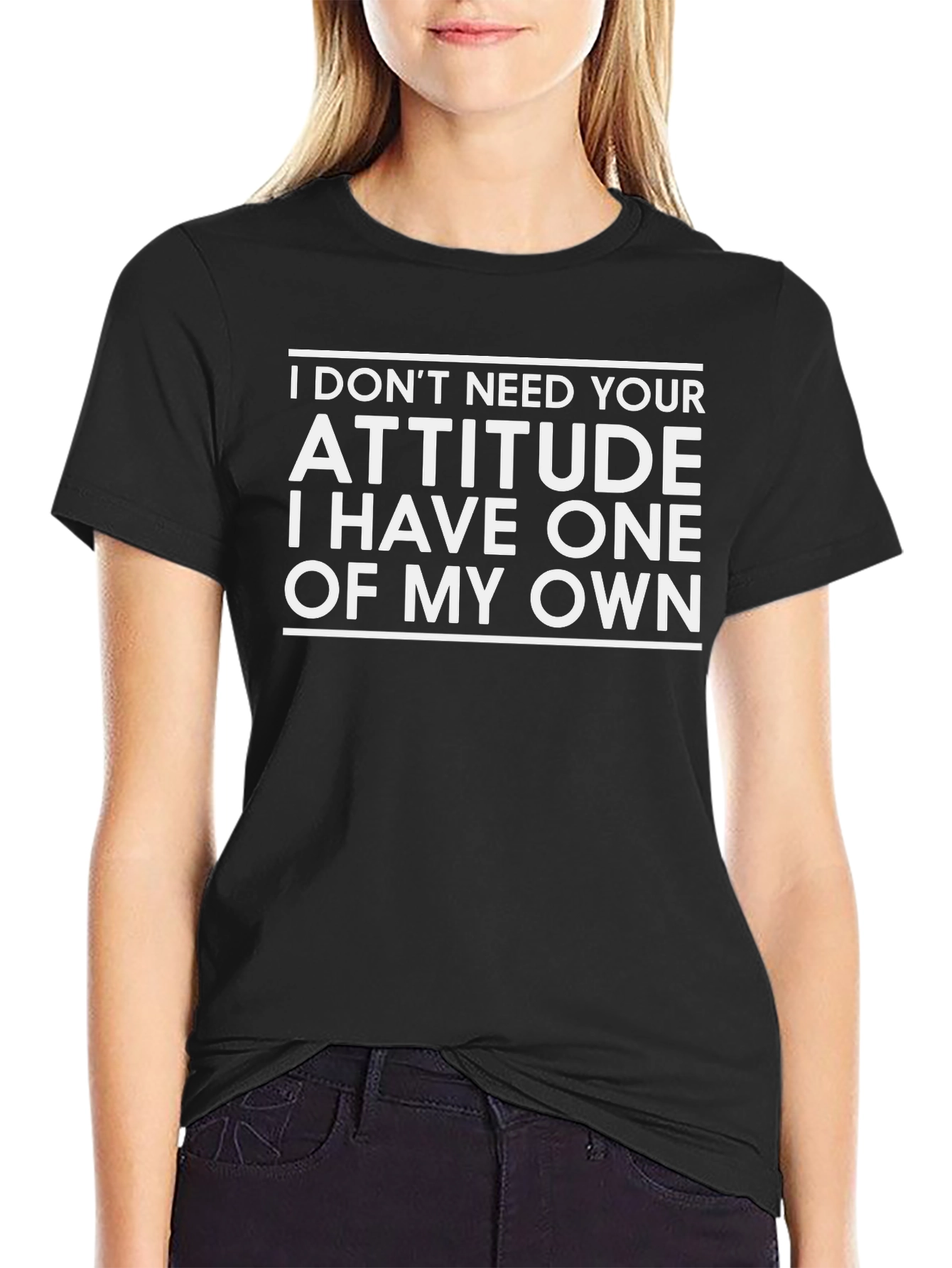 Sarcastic Attitude T-Shirt - Black Crew Neck Tee