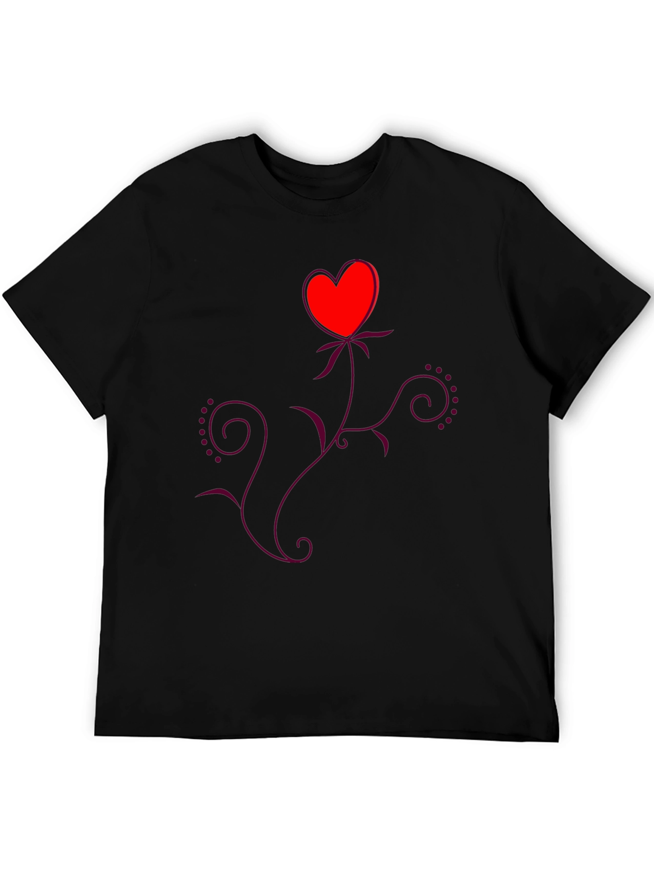 Heart Flower Black T-Shirt