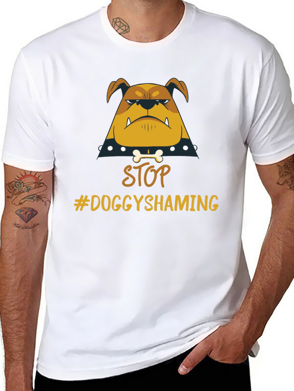 Stop Doggy Shaming Tee - Bulldog Graphic Black T-Shirt