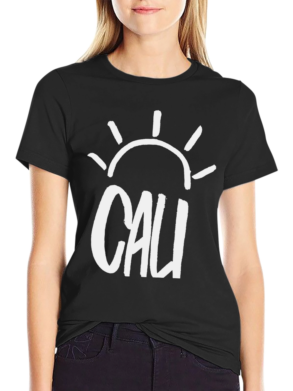 Cali Sun Graphic Tee - Black Cotton T-Shirt