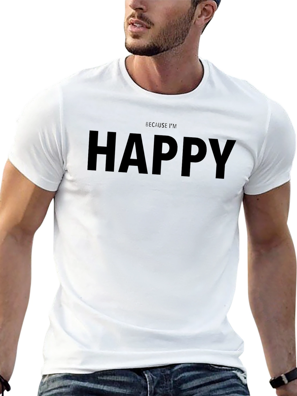 Happy Graphic Tee - Mens Casual Cotton T-Shirt