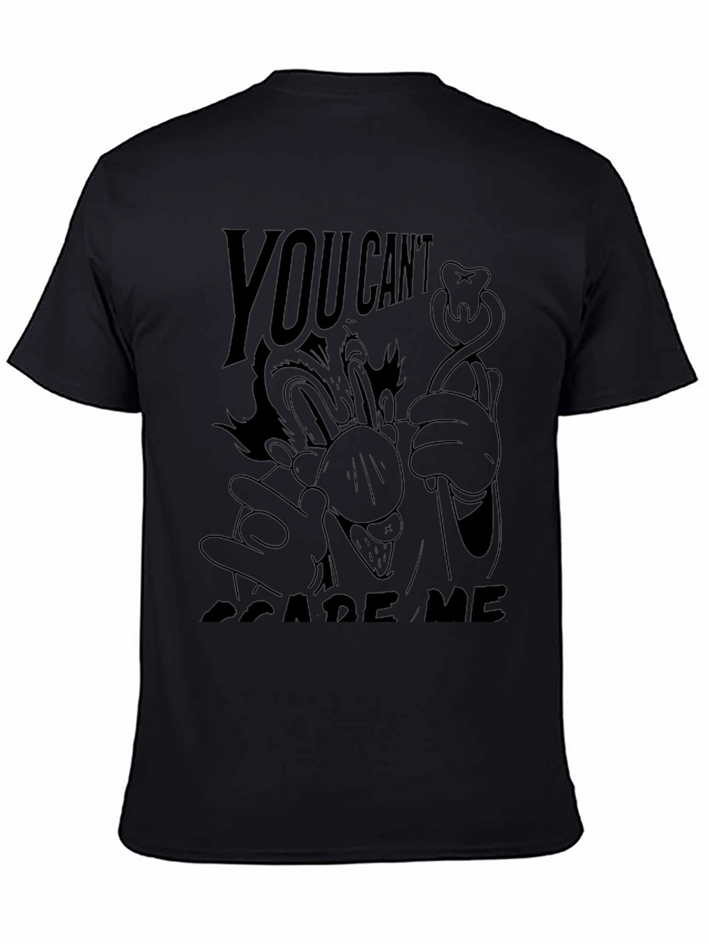 You Cant Scare Me Cartoon Graphic Tee - Black