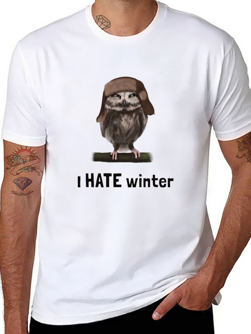 I Hate Winter Owl T-Shirt Funny Graphic Tee