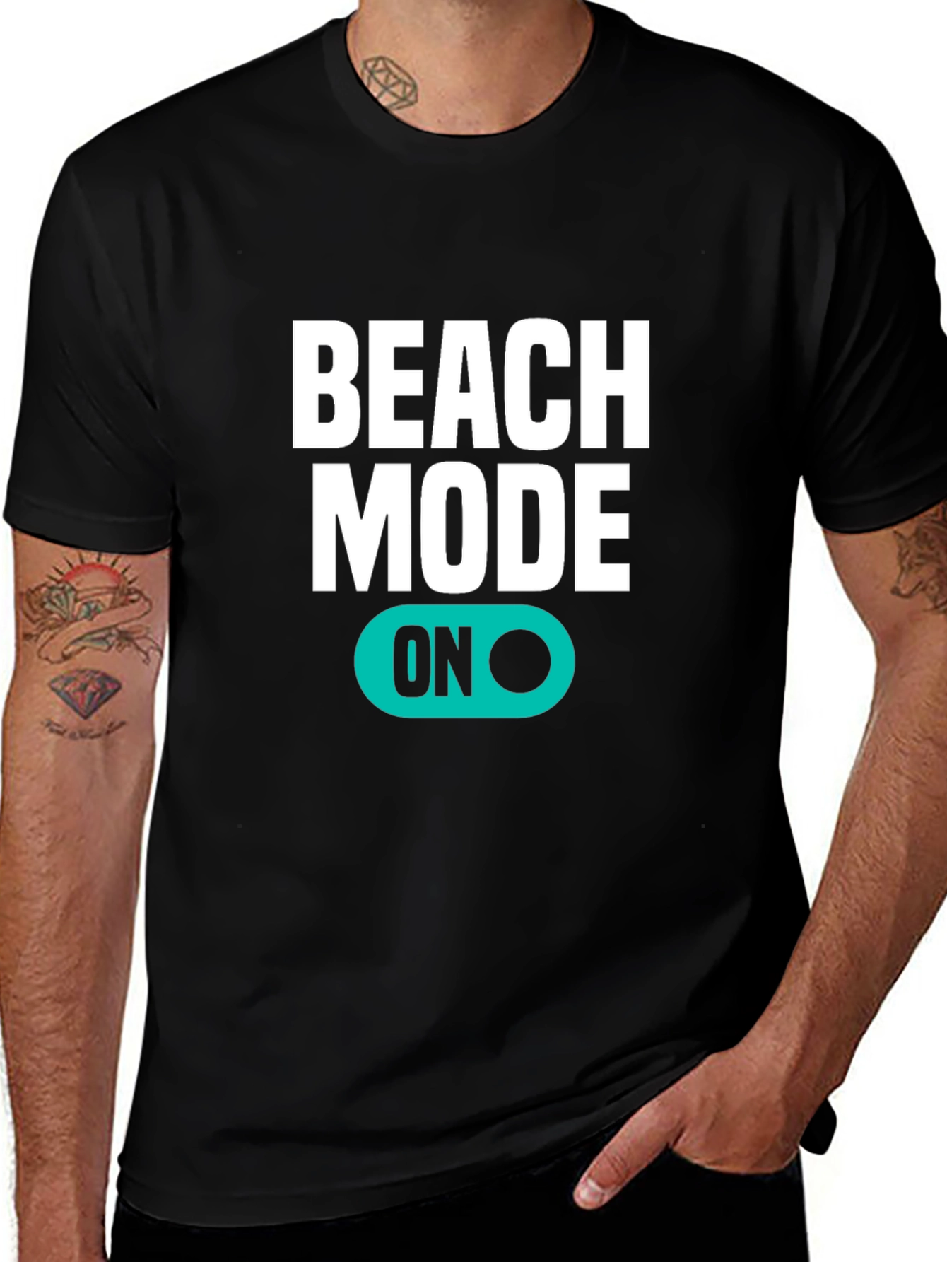 Beach Mode ON Black T-Shirt