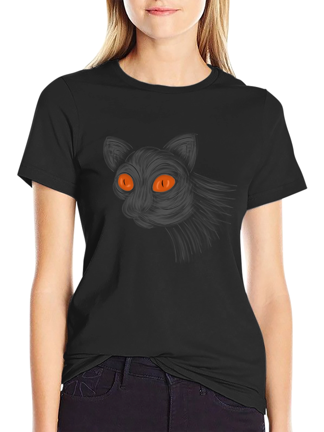 Mens Black Cat Graphic Tee - Halloween Ready