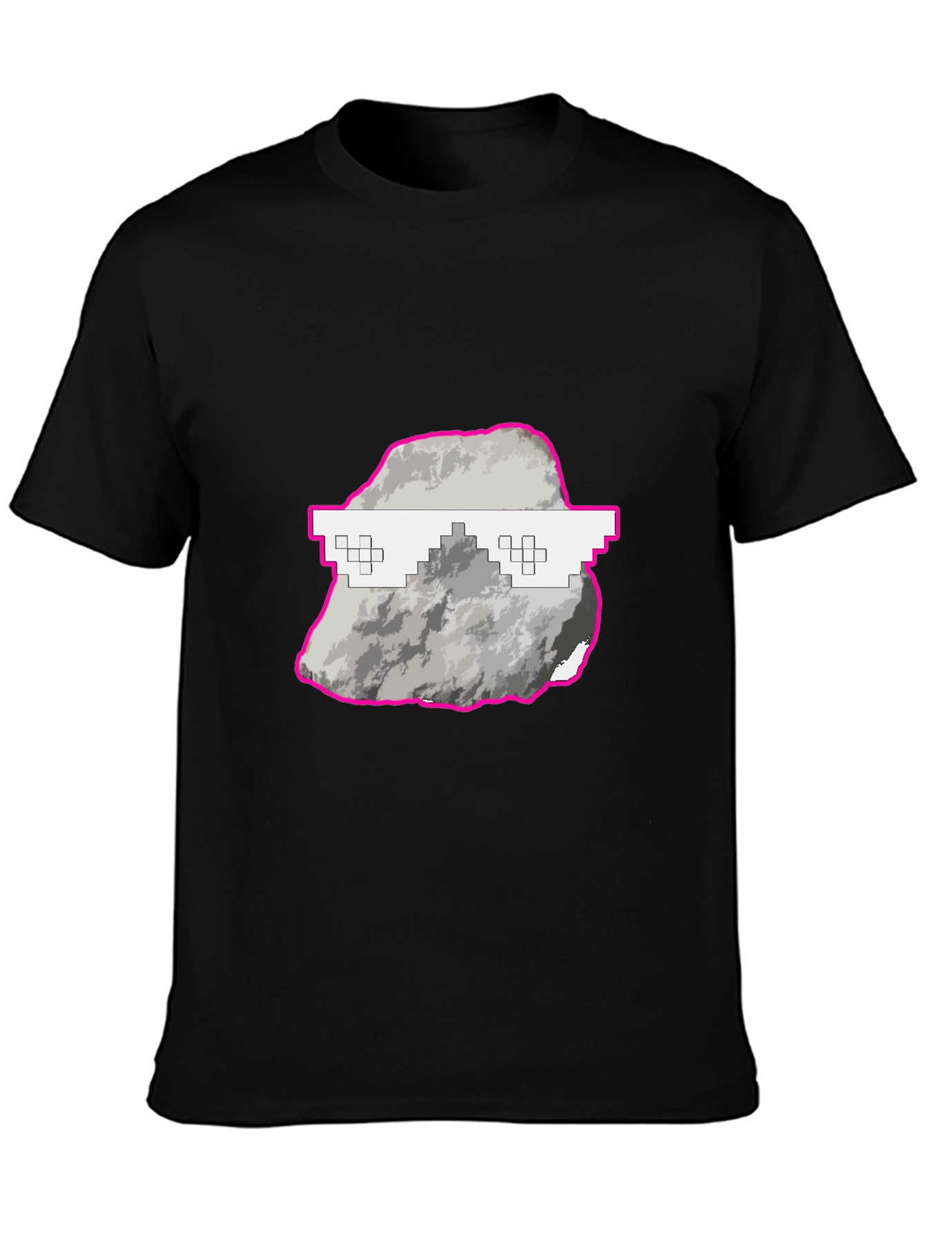 Cool Rock Graphic Tee - Trendy Pixel Glasses