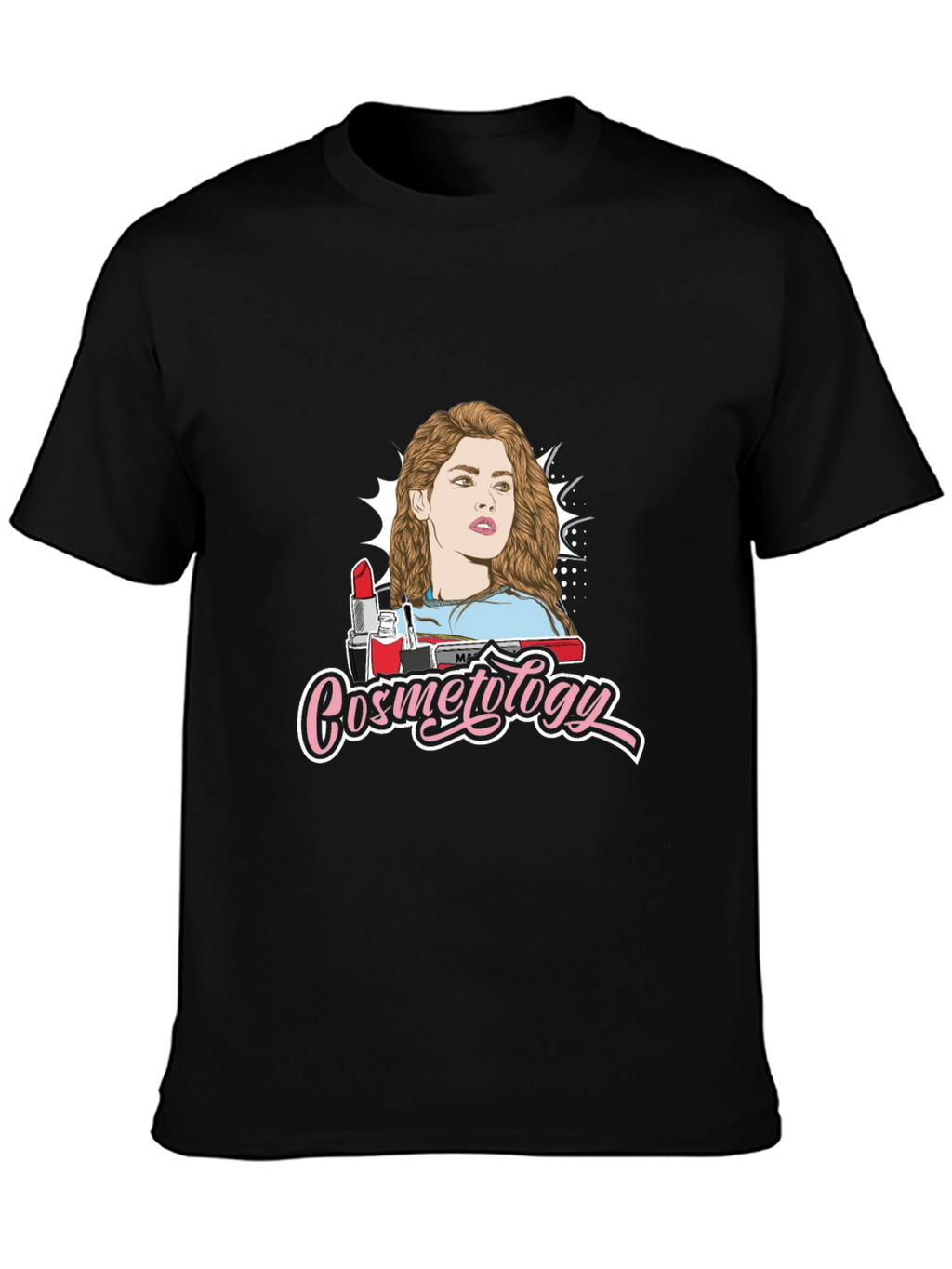 Cosmetology Graphic Print Black T-Shirt