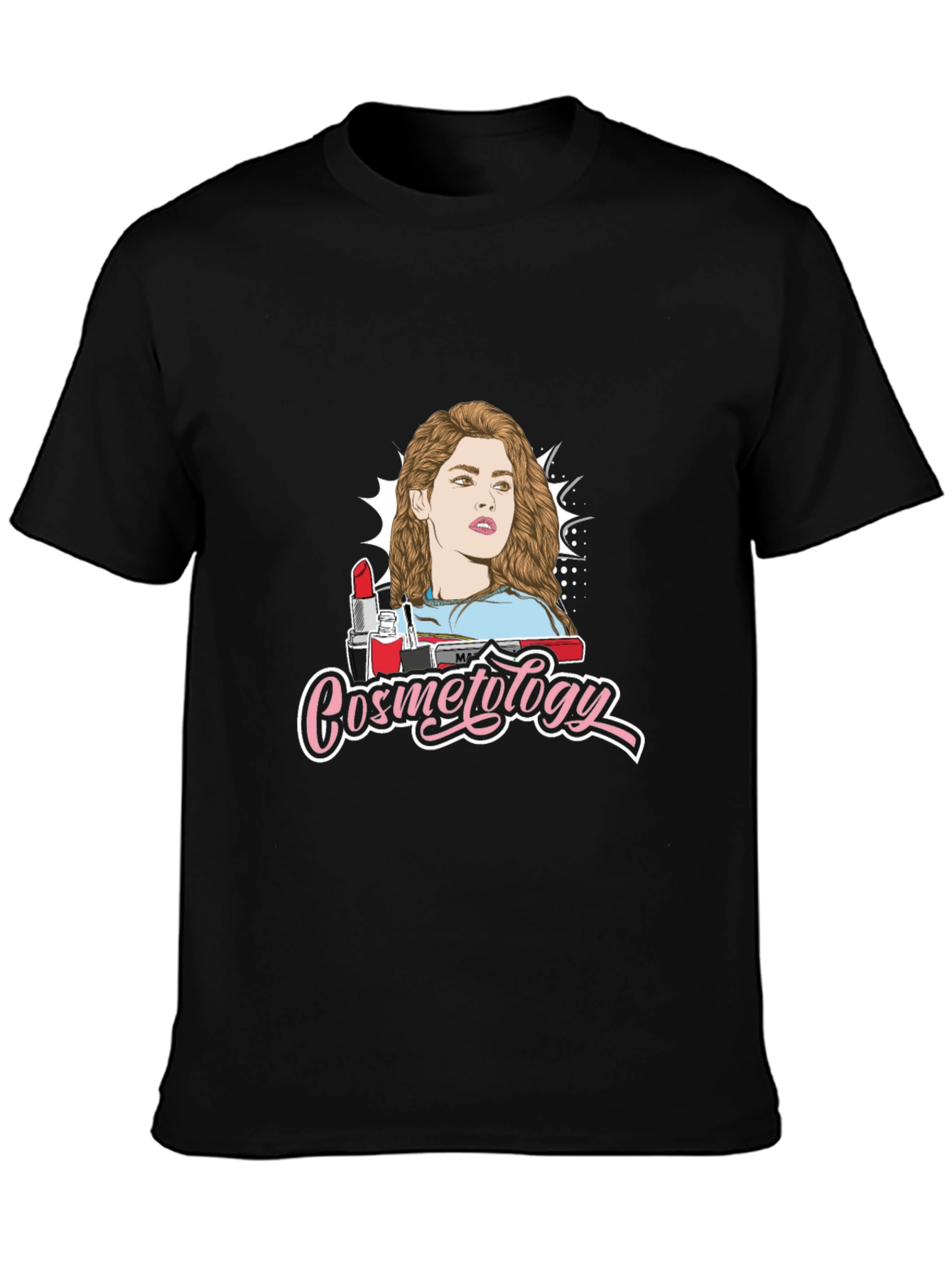 Cosmetology Graphic Print Black T-Shirt