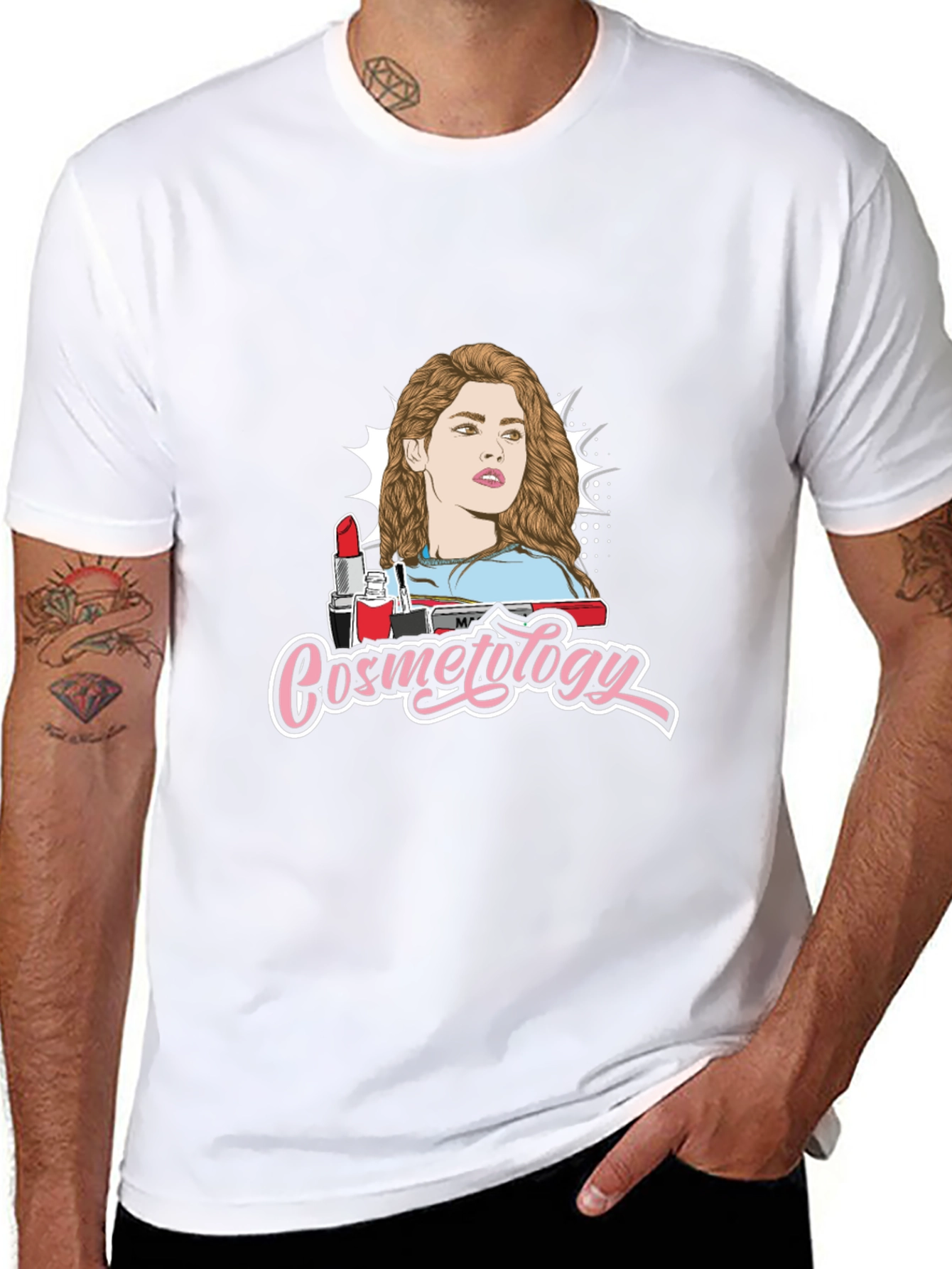 Cosmetology Graphic Print Black T-Shirt