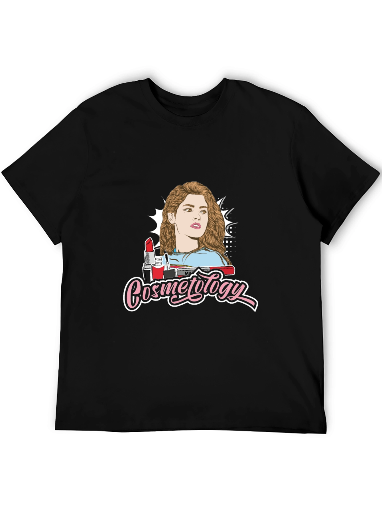 Cosmetology Graphic Print Black T-Shirt