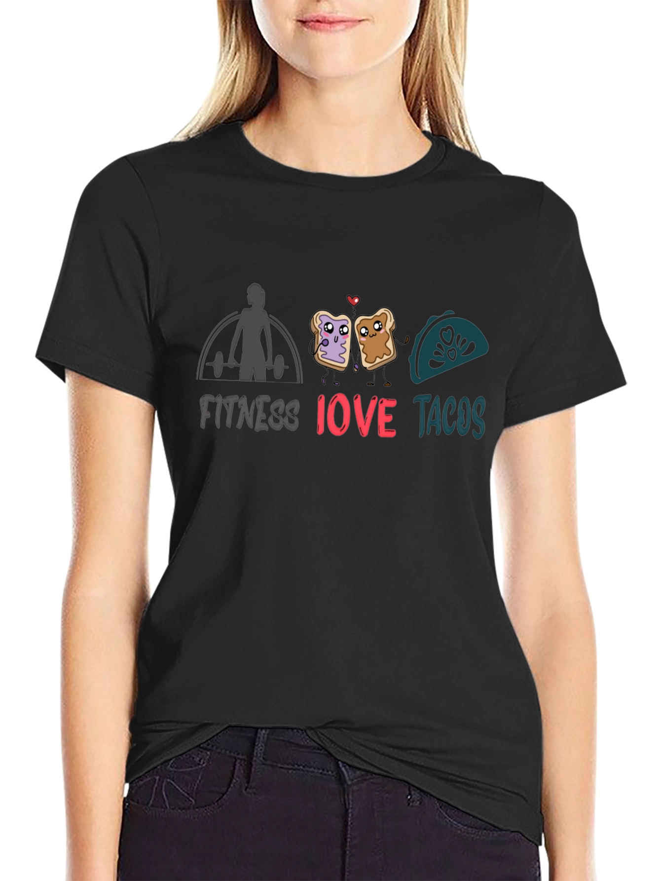 Fitness Love Tacos T-Shirt - Black