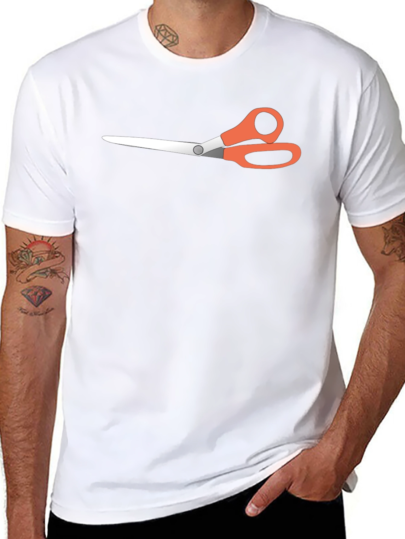 Scissors Graphic Tee - Black Casual T-Shirt