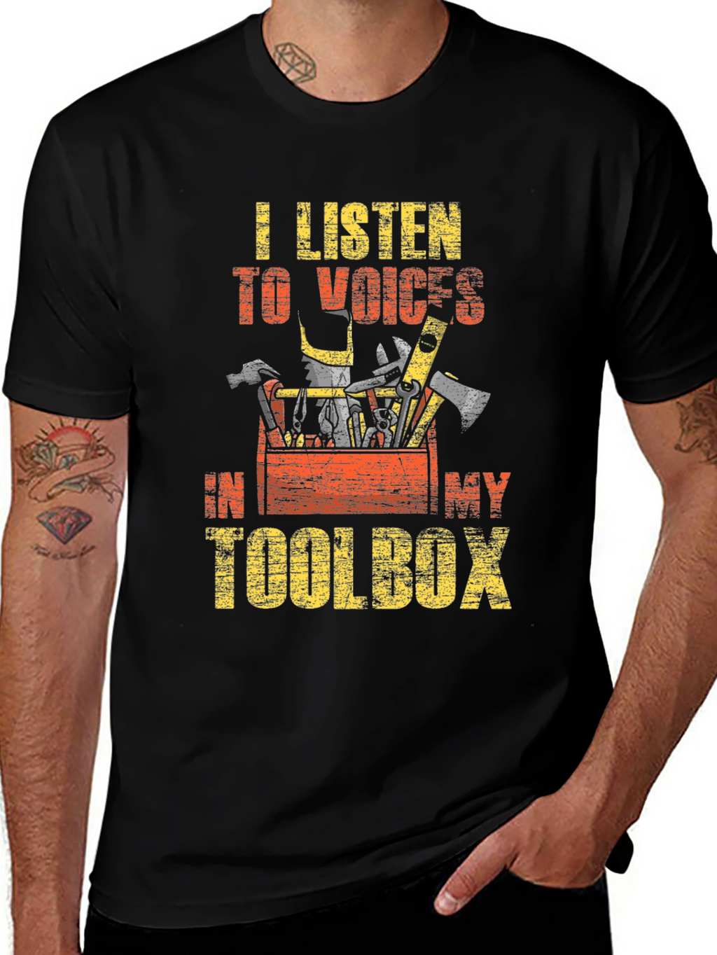 Toolbox Voices Mens Black Graphic T-Shirt