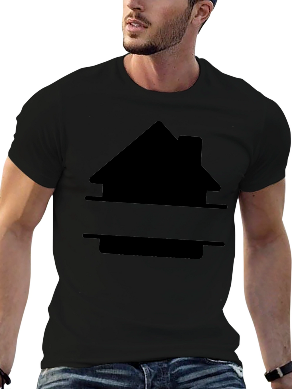 Customizable House Graphic Tee - Black