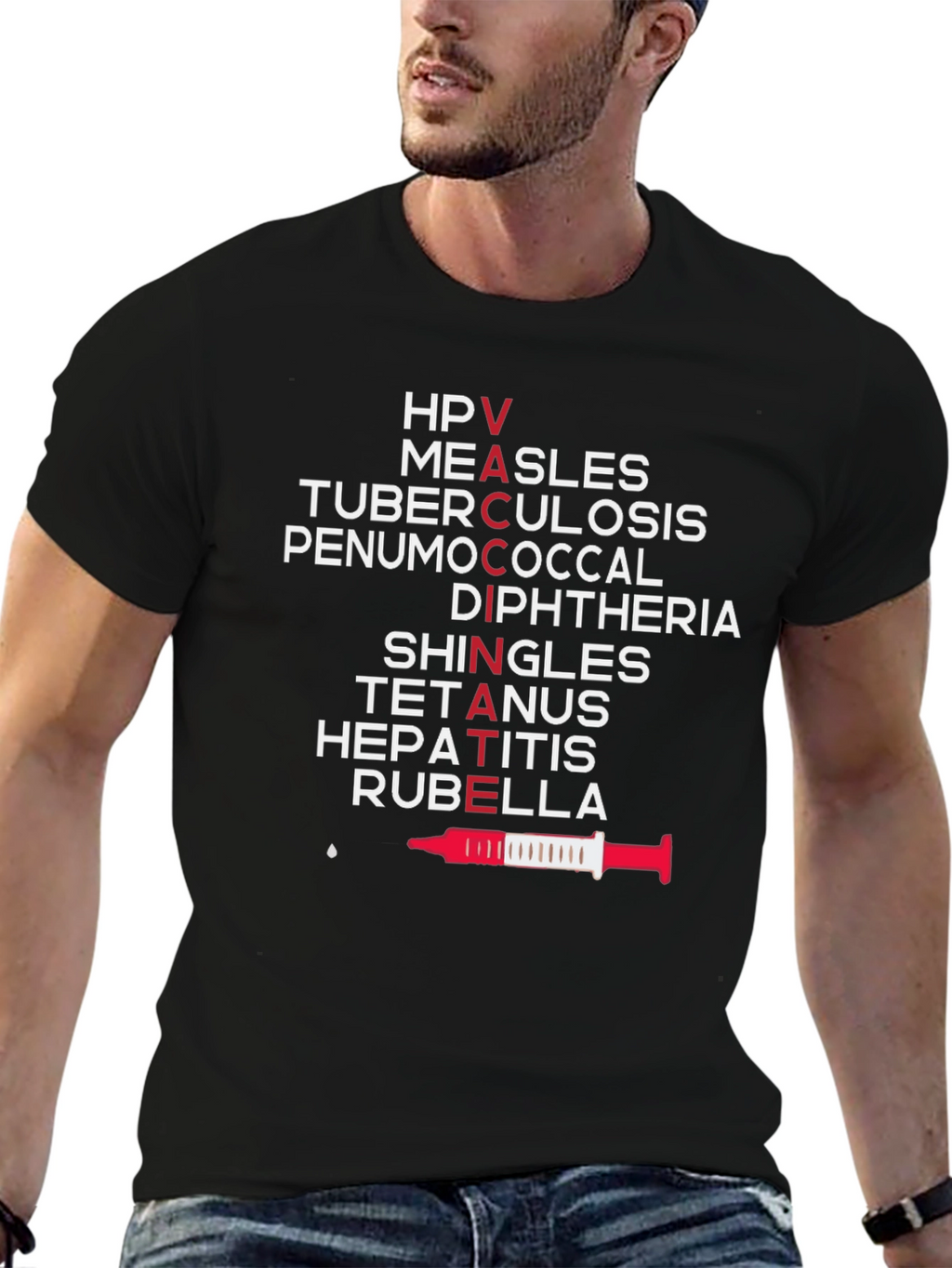 Vaccinate Black T-Shirt - Health & Safety Awareness