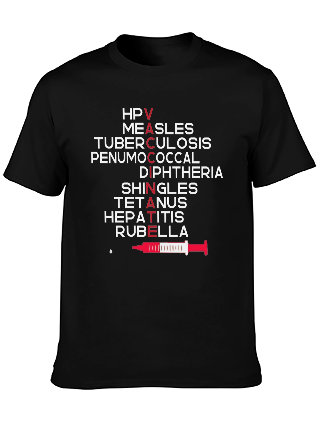 Vaccinate Black T-Shirt - Health & Safety Awareness