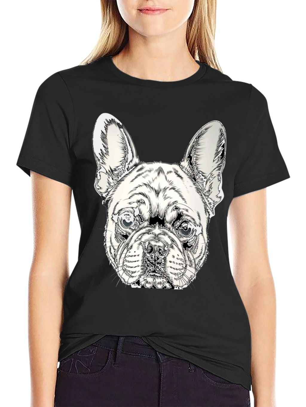 French Bulldog Graphic Tee - Stylish Black Cotton Shirt
