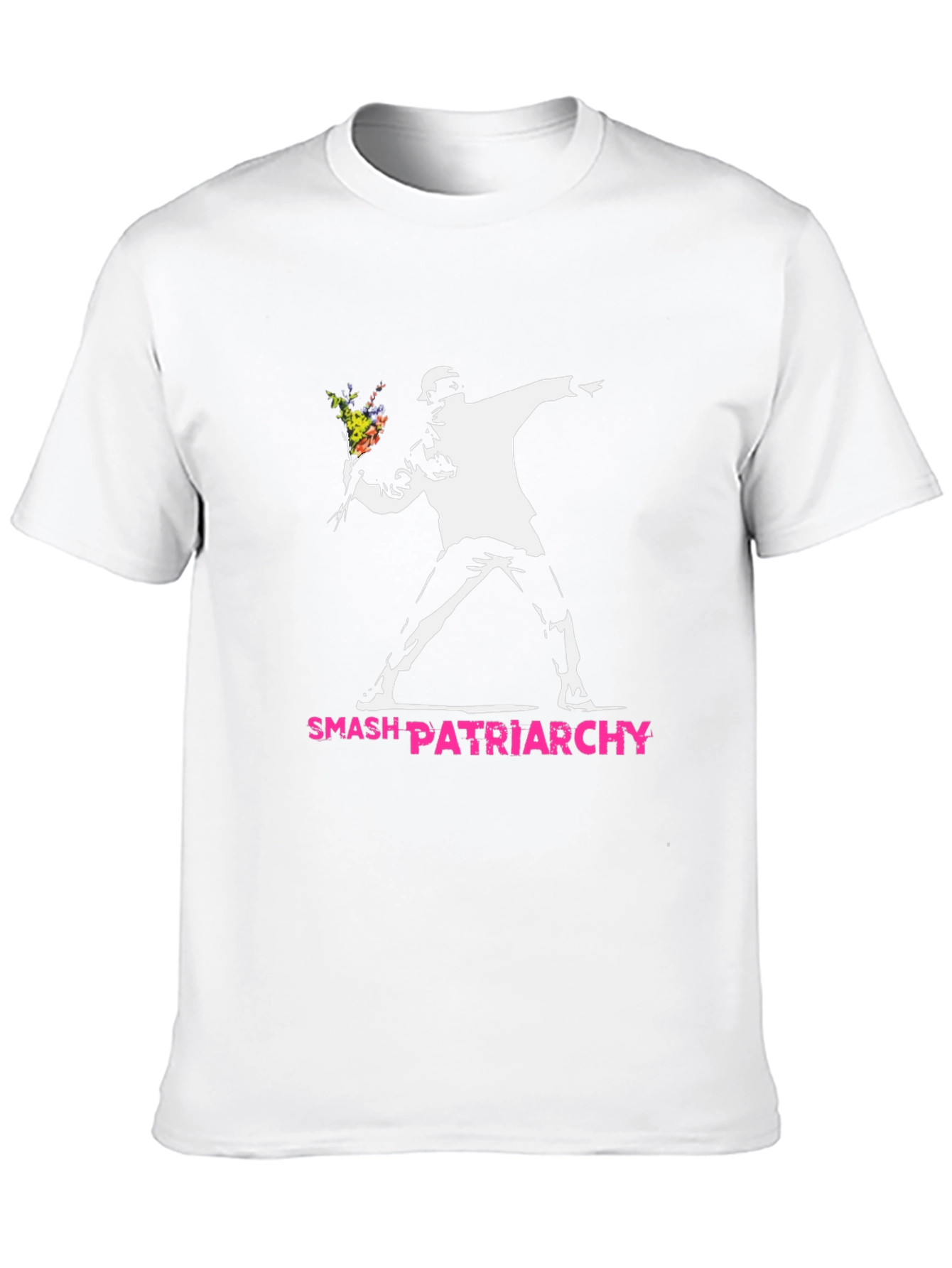 Smash Patriarchy T-Shirt - Banksy Inspired Flower Thrower Tee