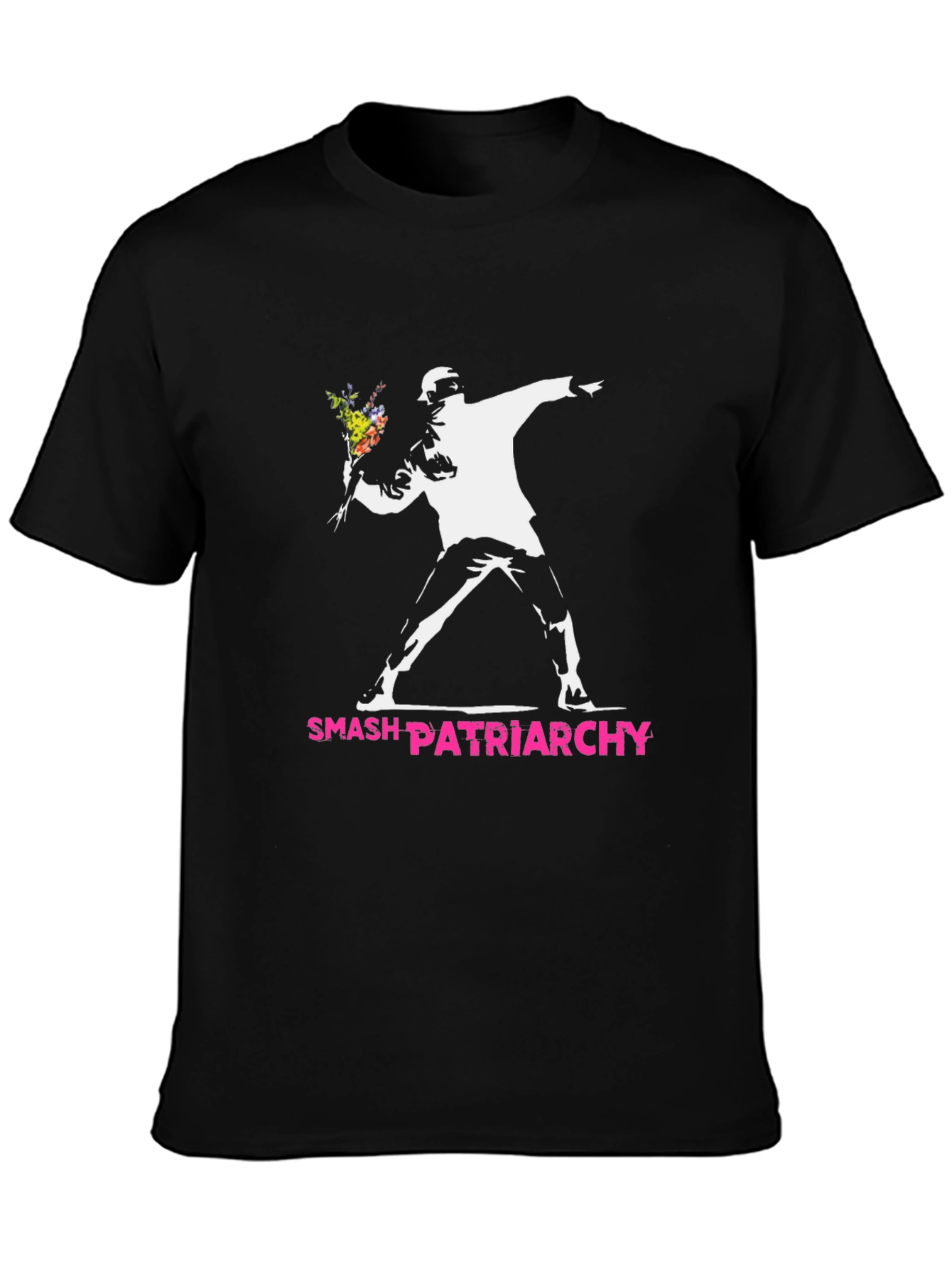 Smash Patriarchy T-Shirt - Banksy Inspired Flower Thrower Tee