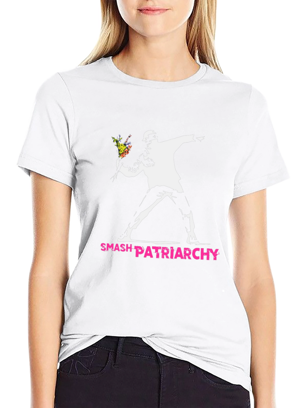 Smash Patriarchy T-Shirt - Banksy Inspired Flower Thrower Tee