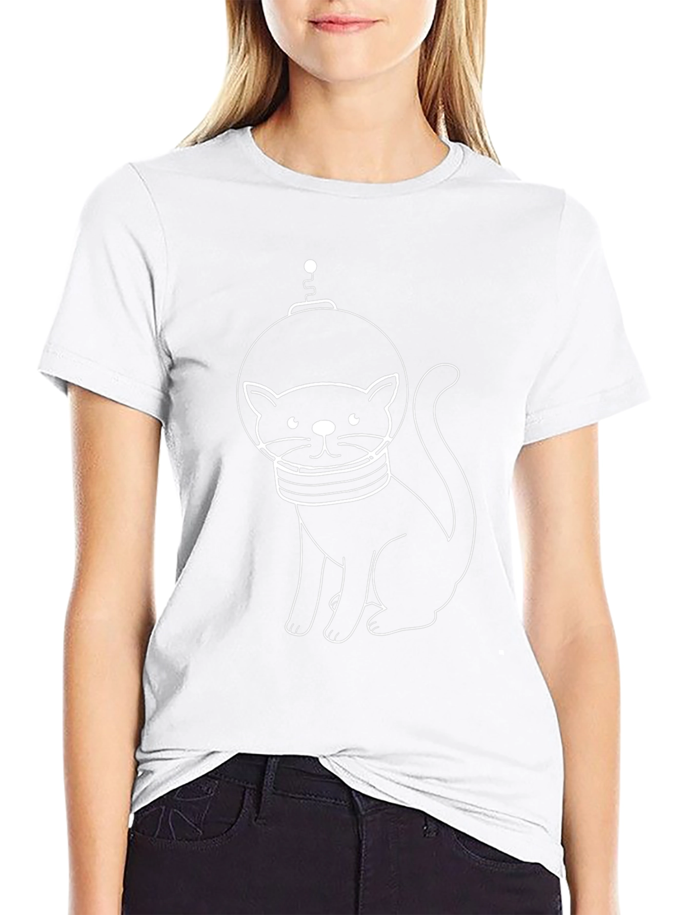 Astronaut Cat Black T-Shirt - Space Kitty Tee