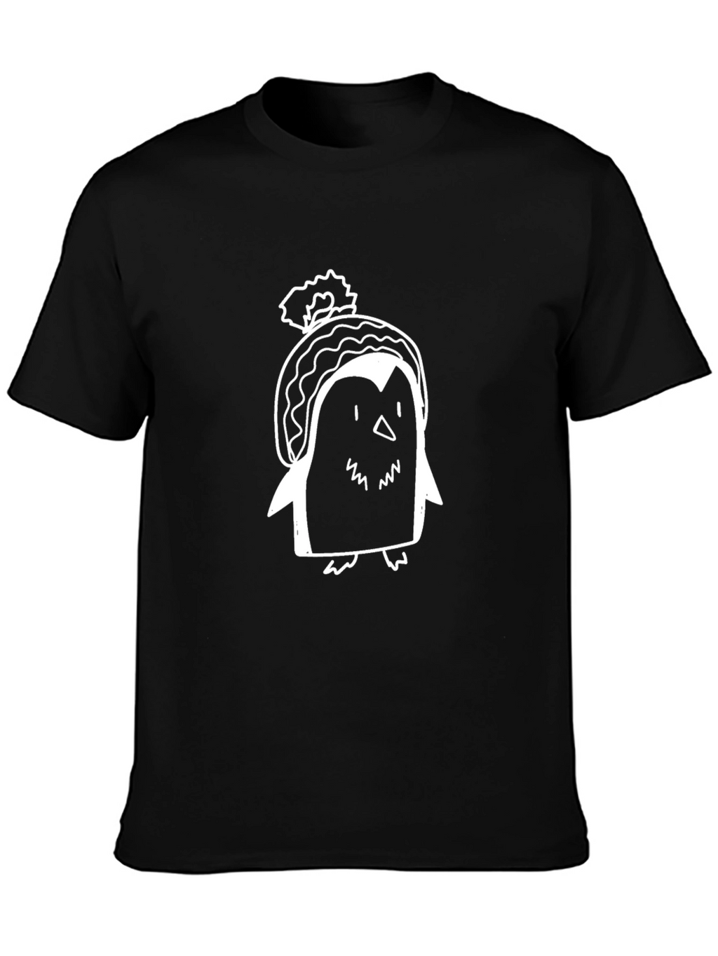 Penguin in Beanie Graphic T-Shirt