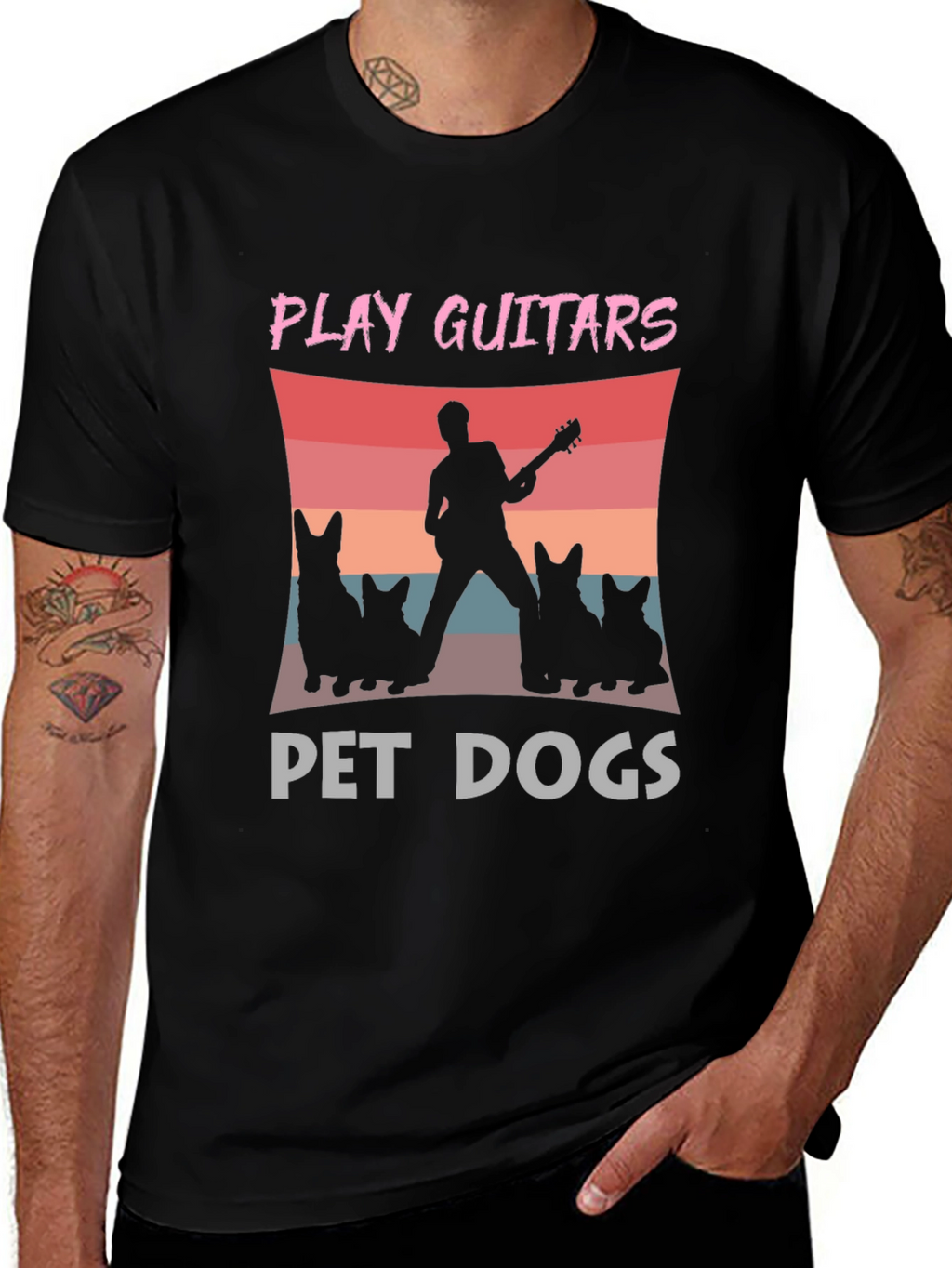 Play Guitars Pet Dogs Graphic T-Shirt