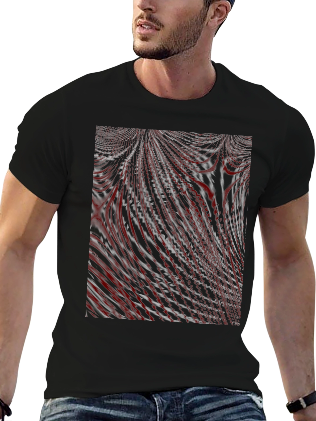 Abstract Lines Graphic Tee - Modern Black T-Shirt