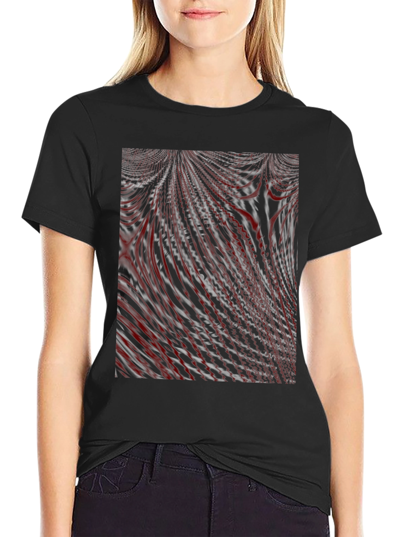 Abstract Lines Graphic Tee - Modern Black T-Shirt