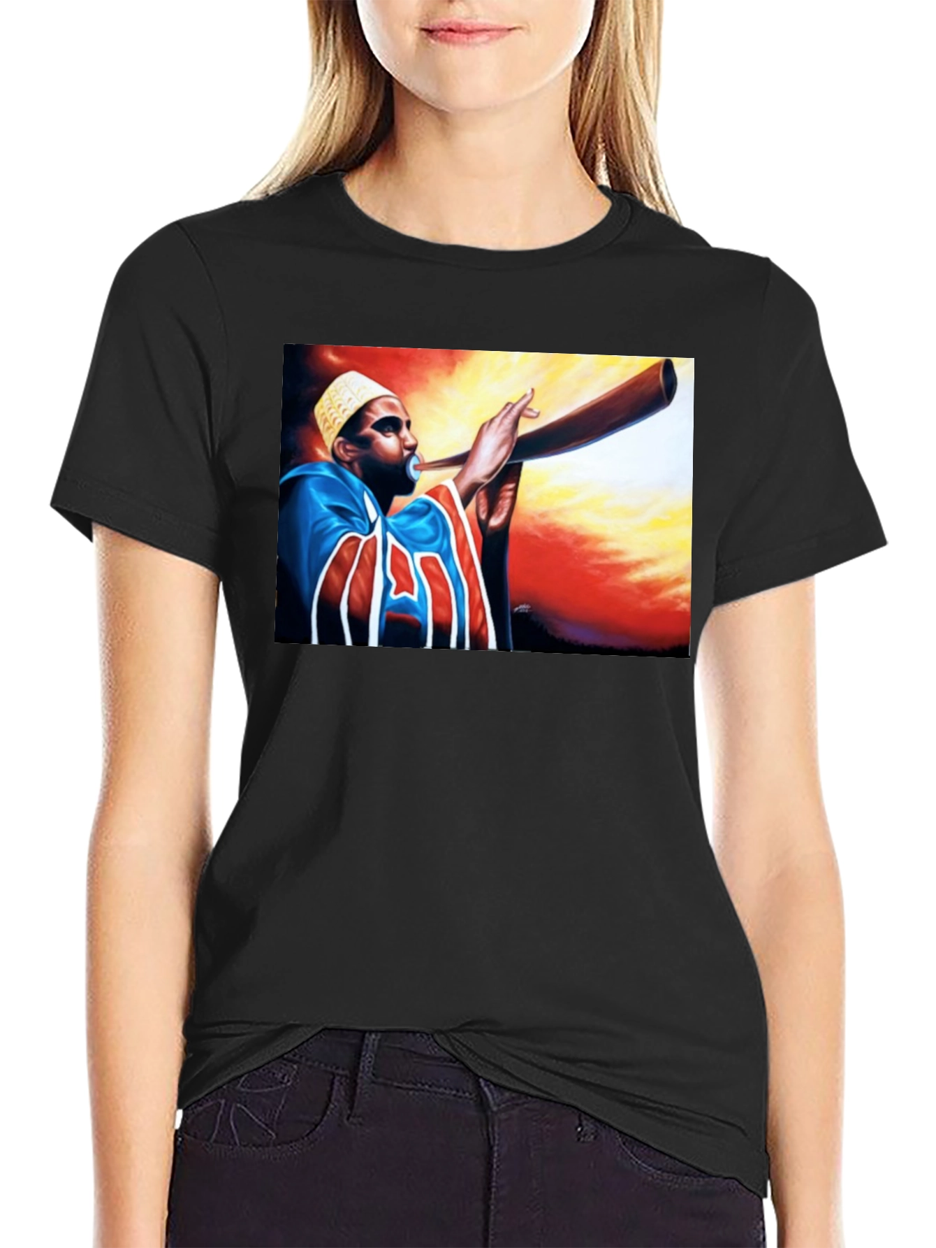 Horn Blower Graphic Tee - Stylish Black T-Shirt