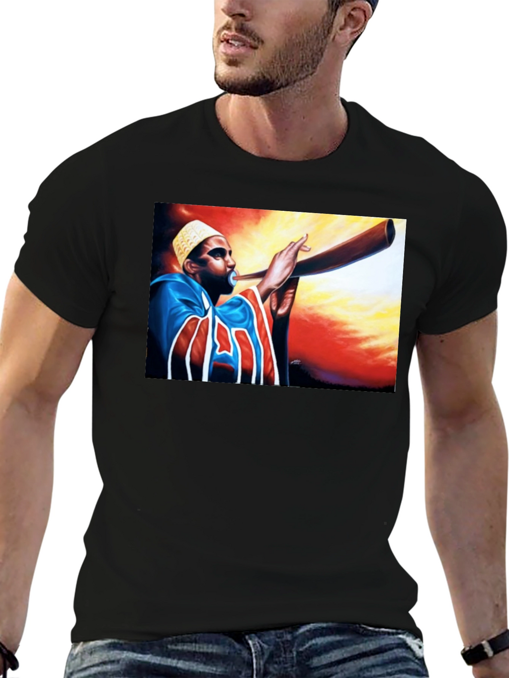 Horn Blower Graphic Tee - Stylish Black T-Shirt