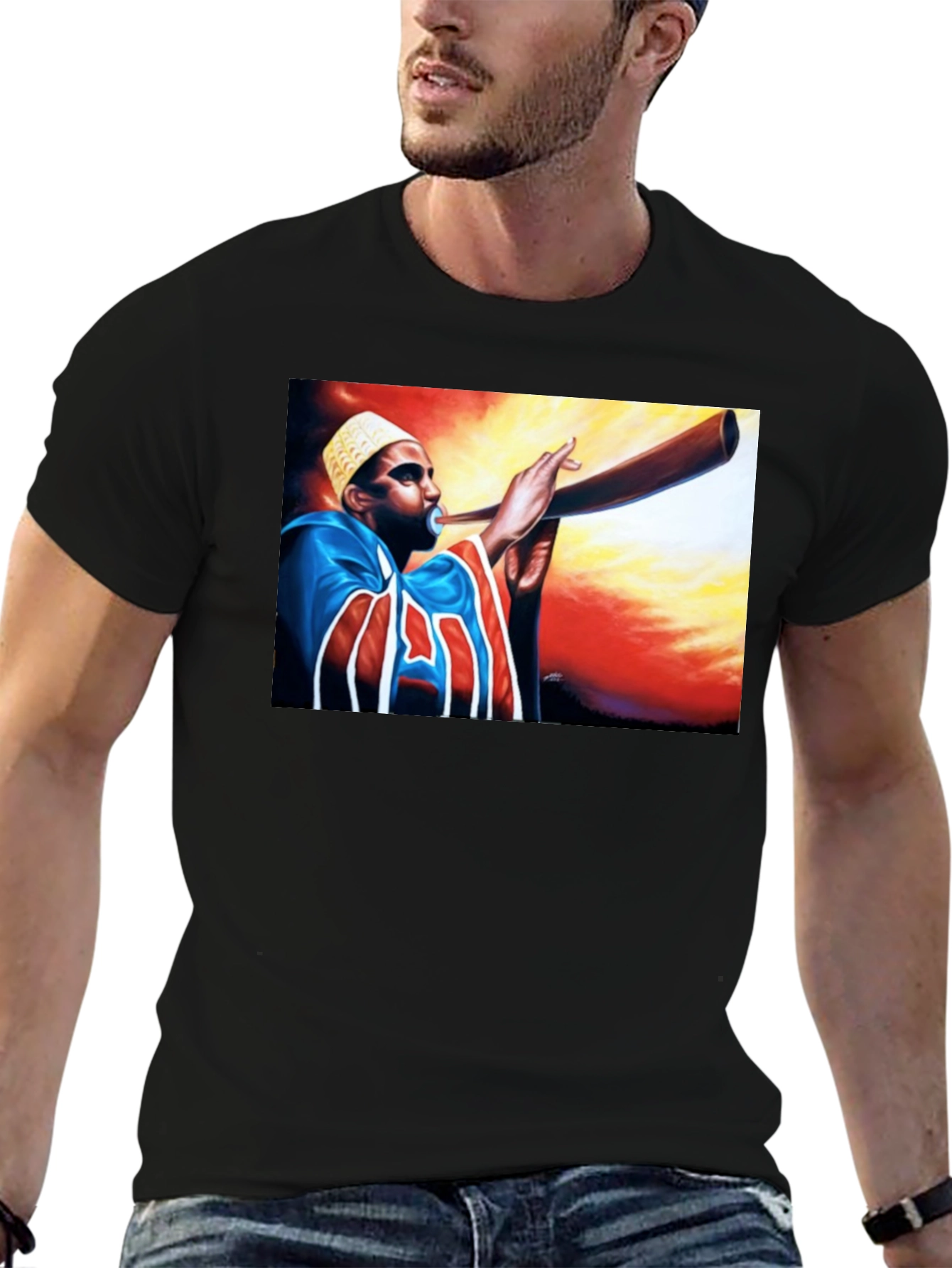 Horn Blower Graphic Tee - Stylish Black T-Shirt
