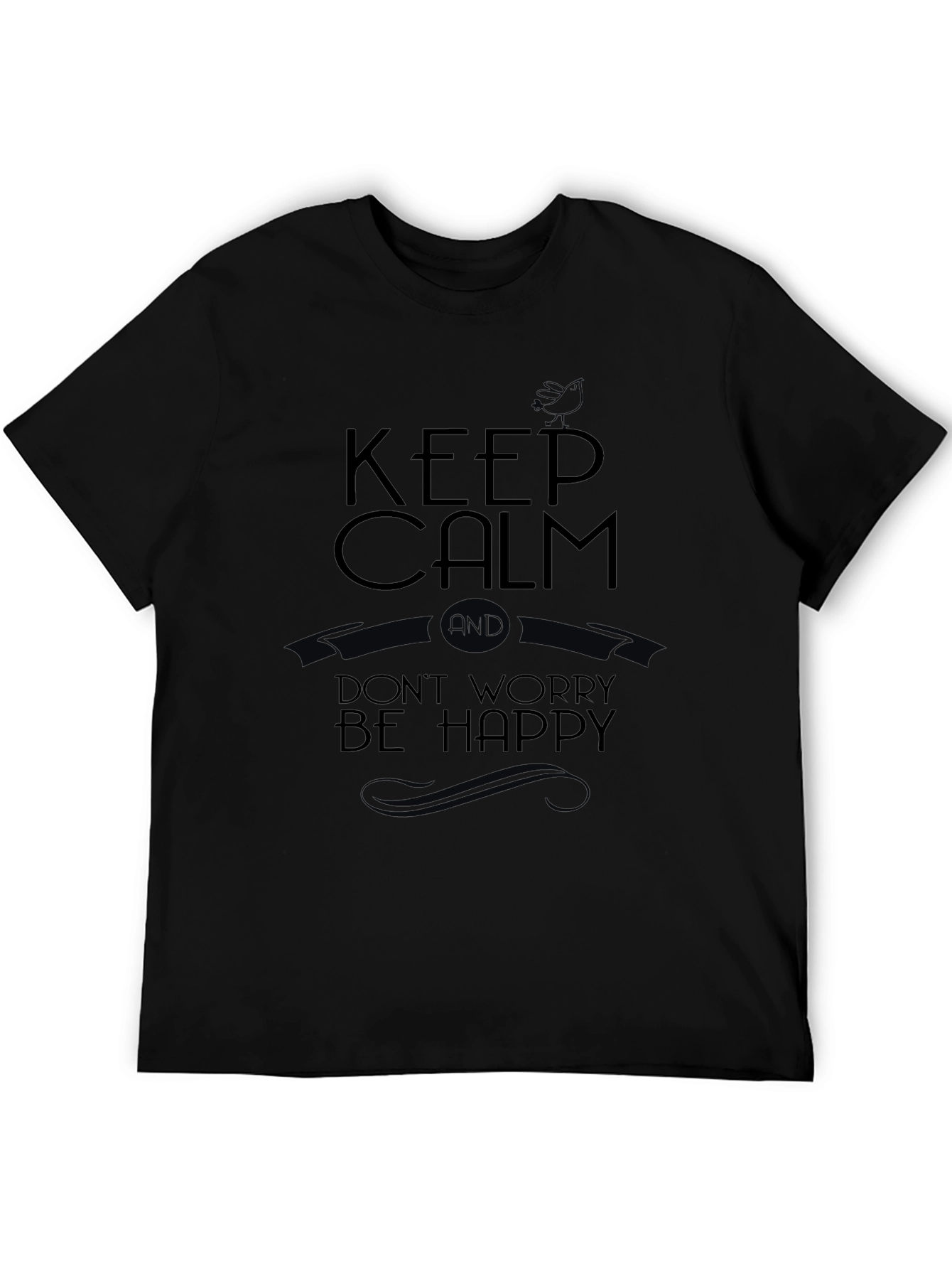 Keep Calm Graphic Tee - Black Casual T-Shirt