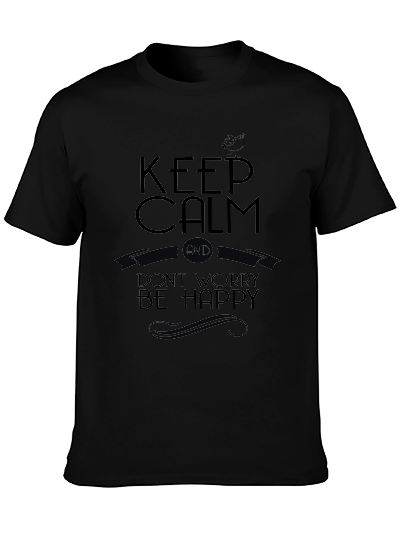 Keep Calm Graphic Tee - Black Casual T-Shirt