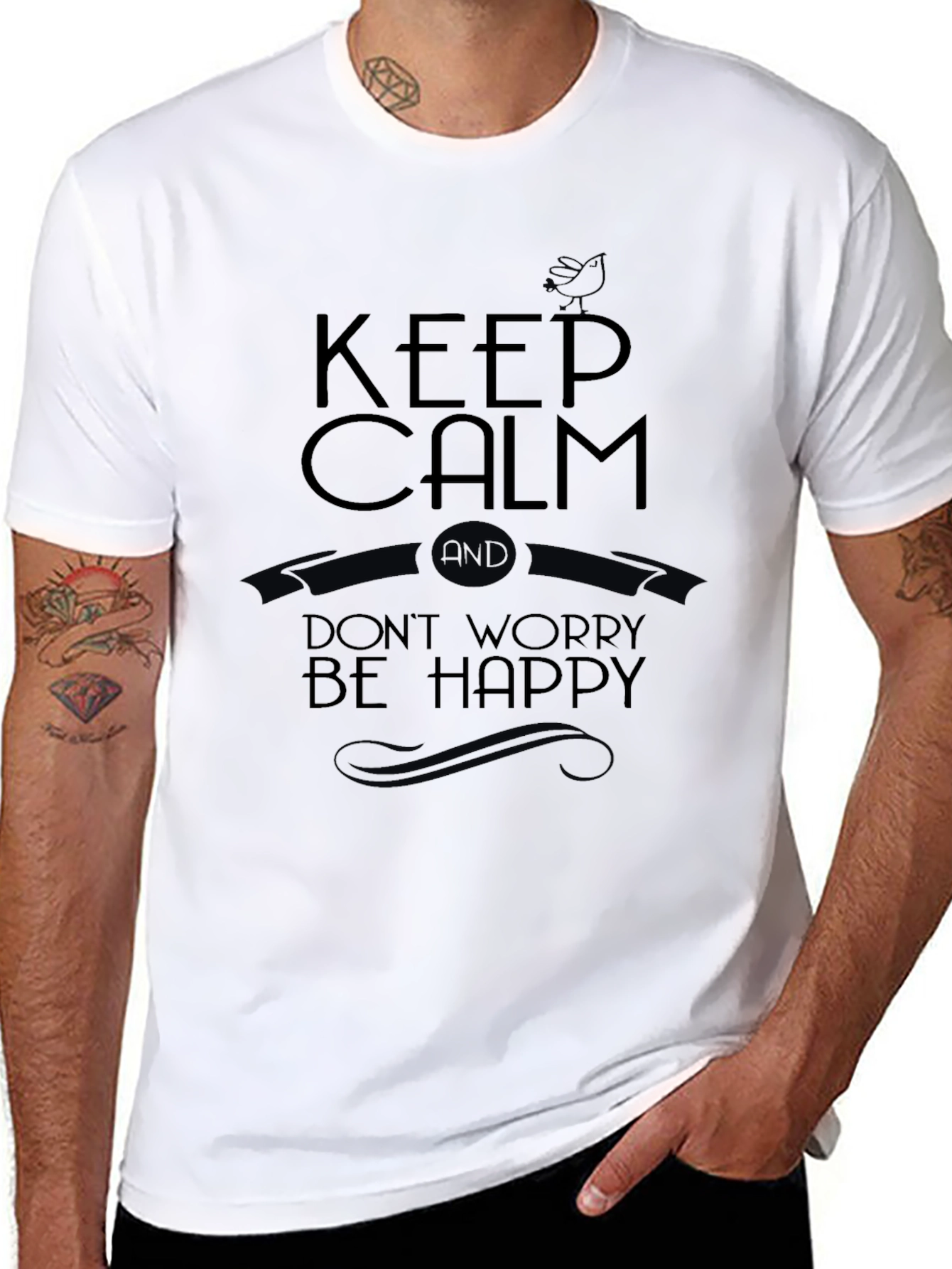Keep Calm Graphic Tee - Black Casual T-Shirt
