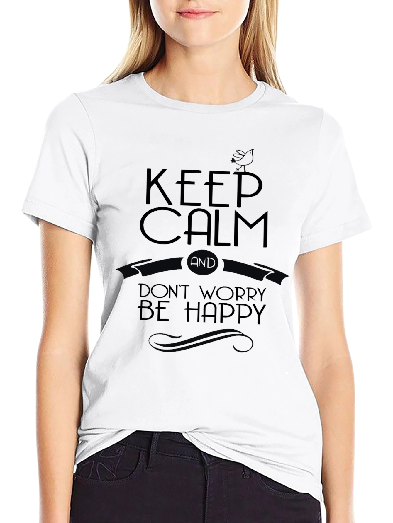 Keep Calm Graphic Tee - Black Casual T-Shirt