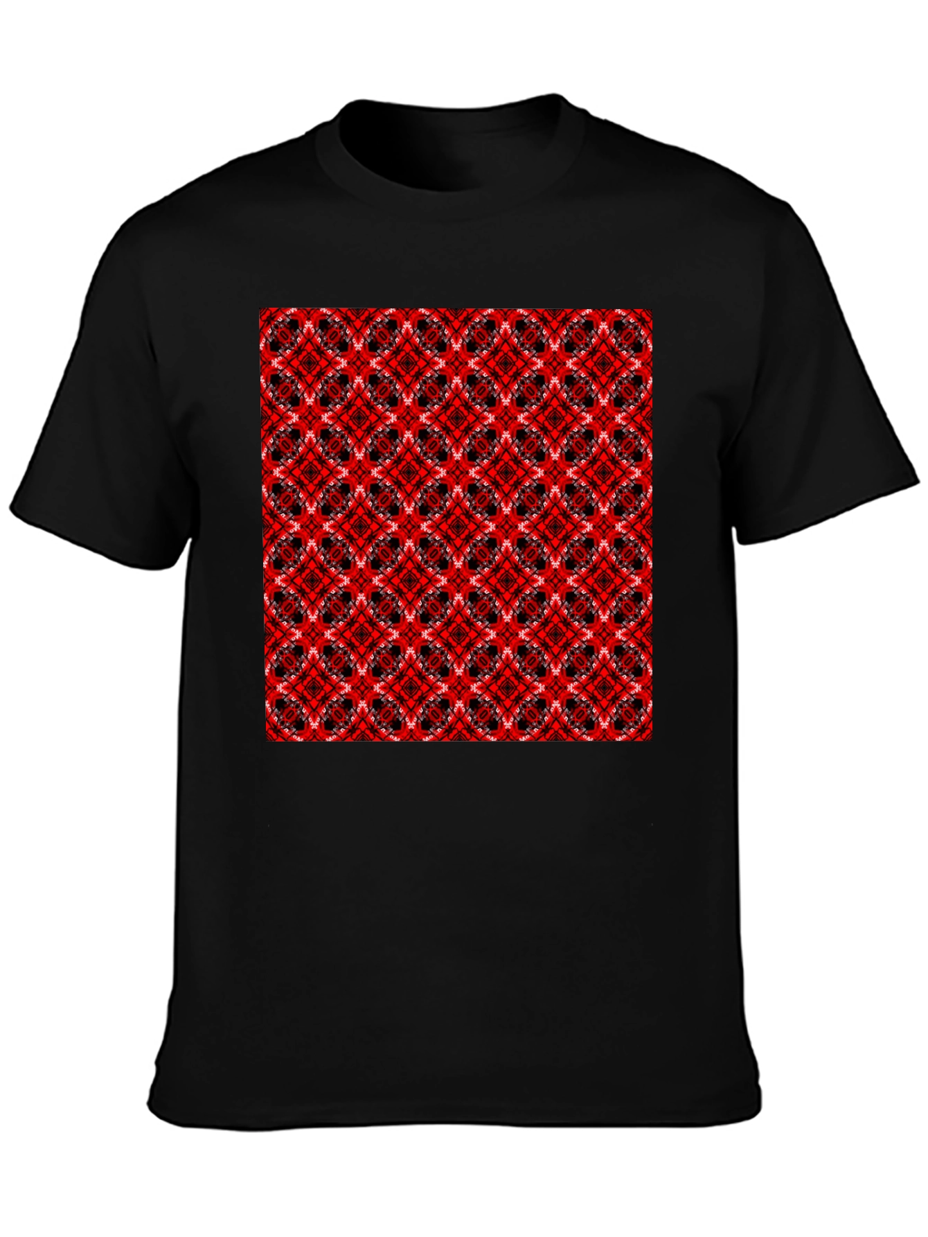 Geometric Pattern T-Shirt - Red & Black Design