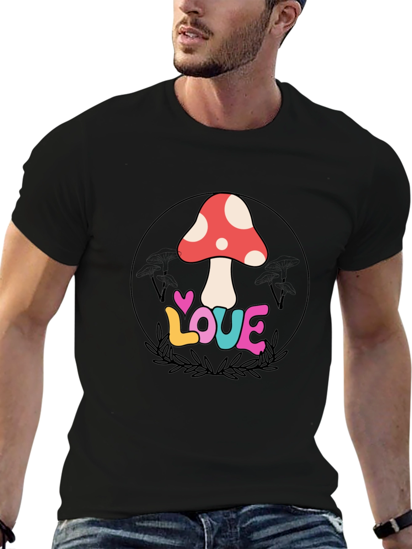 Mushroom Love Graphic Tee - Retro Style