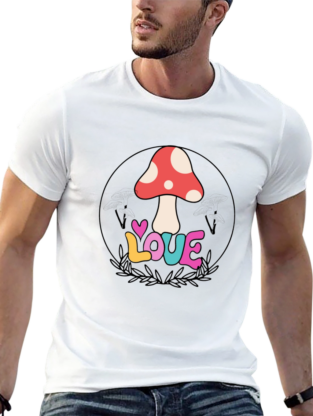 Mushroom Love Graphic Tee - Retro Style