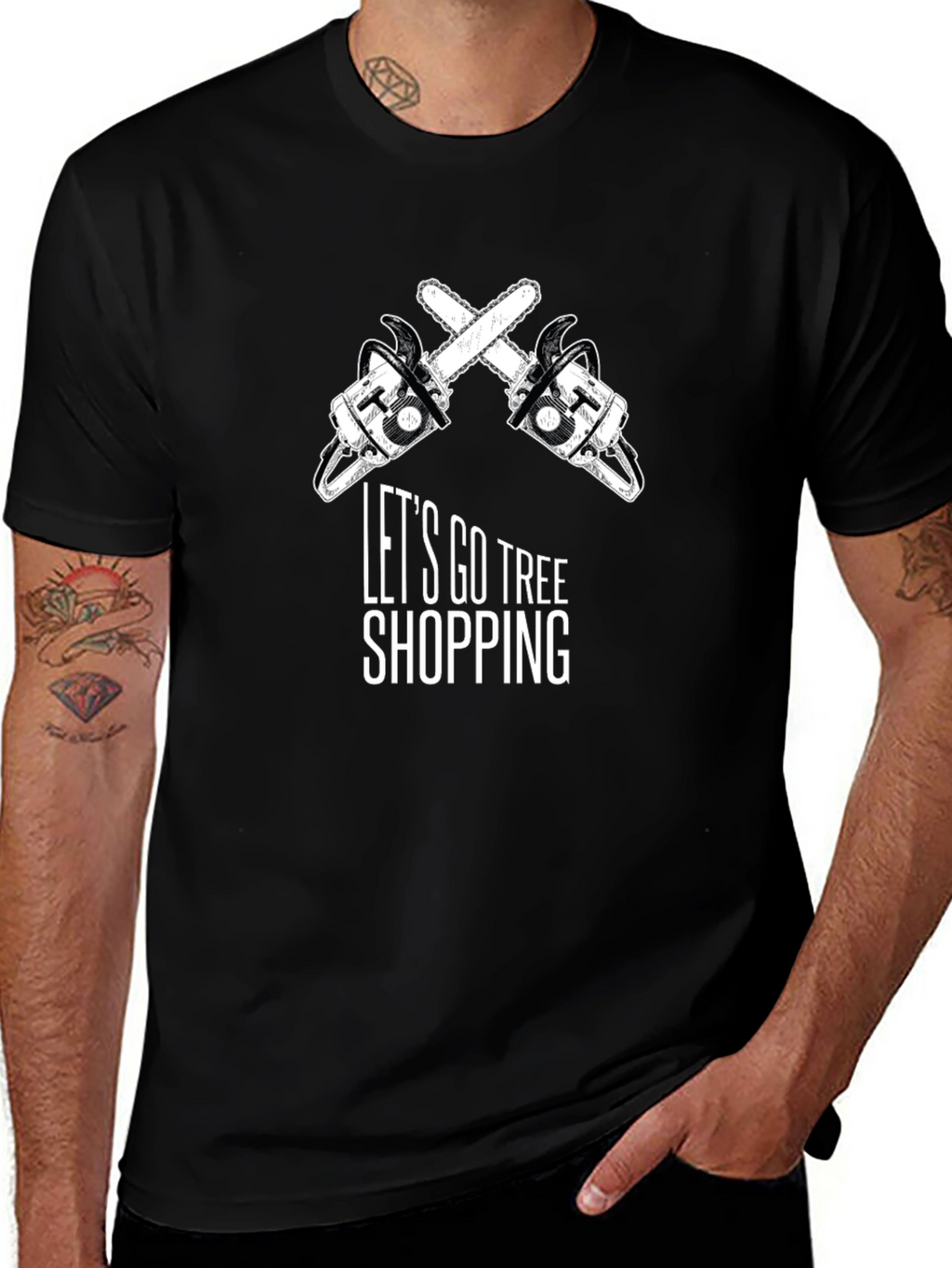 Lets Go Tree Shopping Graphic T-Shirt
