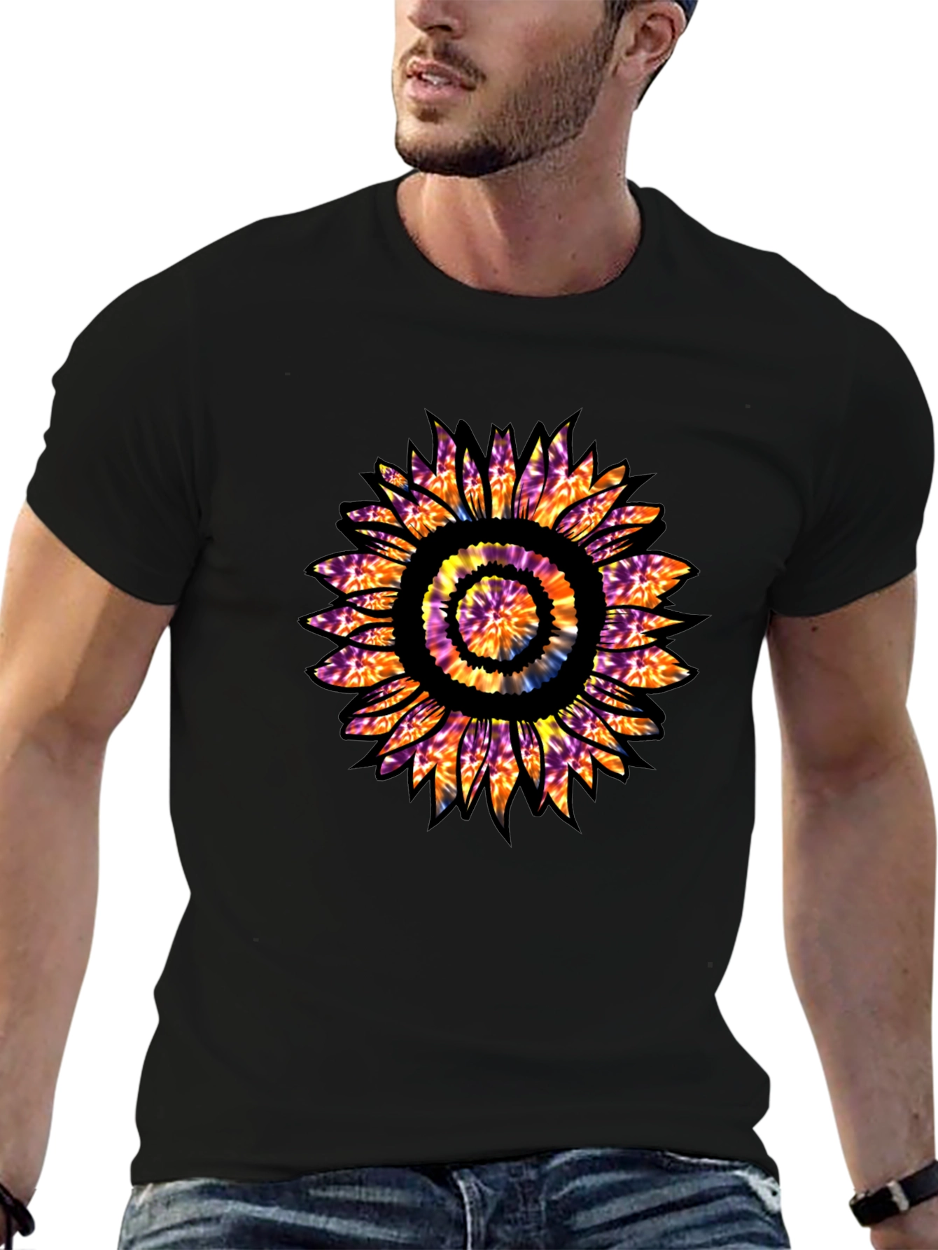 Tie Dye Sunflower Graphic T-Shirt